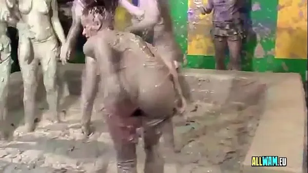 XXX Hot Euro sluts love mud wrestling megafilmer