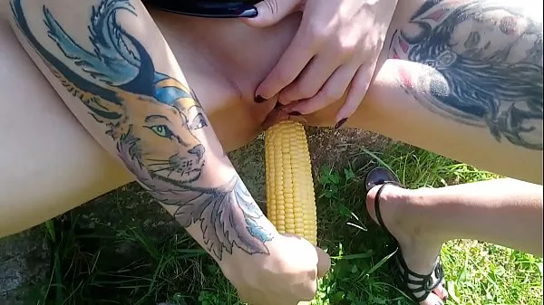 XXX Shameless Lucy Ravenblood pleasure her cunt with corn outdoor in the sunshine mega Movies