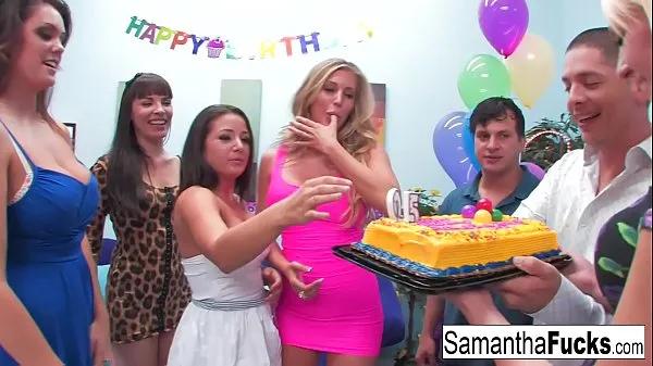 XXX Samantha celebrates her birthday with a wild crazy orgy megafilms