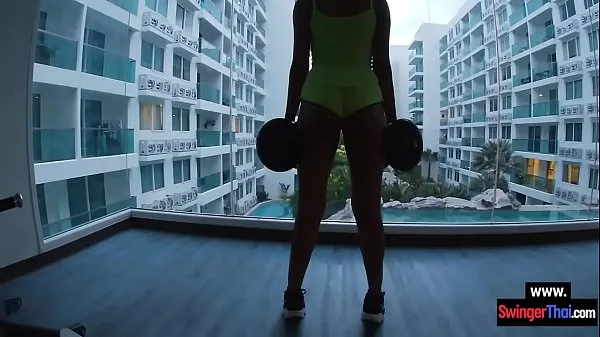 XXX Thai amateur hotel workout before a fuck in the room mega film