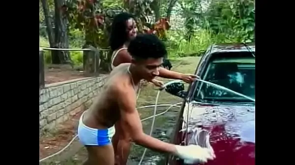 XXX Car washing turned for juicy Brazilian floozie Sandra into nasty double-barreled threesome outdoor action mega Movies