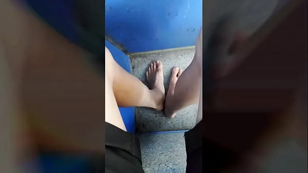 XXX Twink walking barefoot on the road and still no shoe in a tram to the city mega Movies